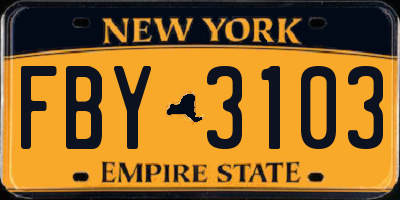 NY license plate FBY3103