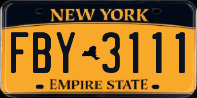 NY license plate FBY3111