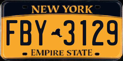 NY license plate FBY3129