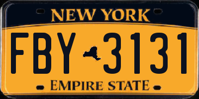 NY license plate FBY3131