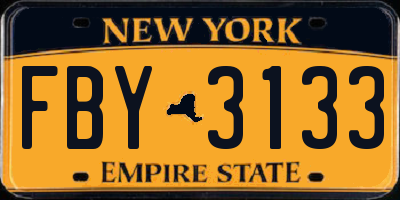NY license plate FBY3133