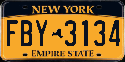 NY license plate FBY3134