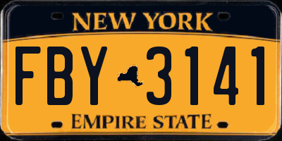 NY license plate FBY3141