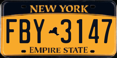 NY license plate FBY3147