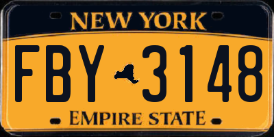 NY license plate FBY3148