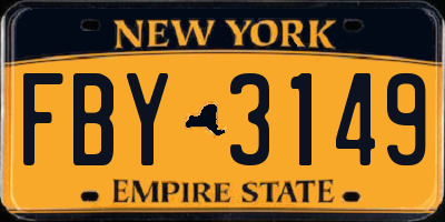 NY license plate FBY3149