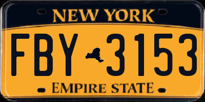 NY license plate FBY3153