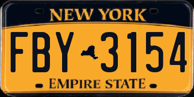 NY license plate FBY3154