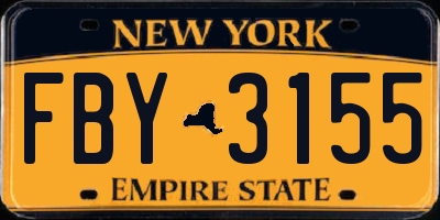 NY license plate FBY3155