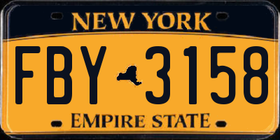 NY license plate FBY3158