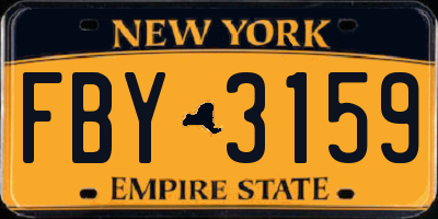 NY license plate FBY3159