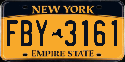NY license plate FBY3161