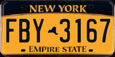 NY license plate FBY3167