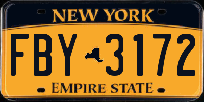 NY license plate FBY3172
