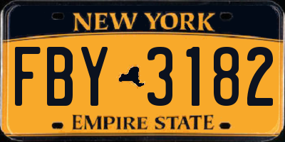 NY license plate FBY3182