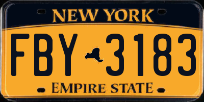 NY license plate FBY3183