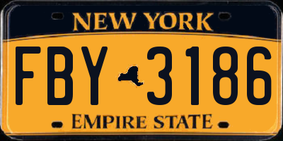 NY license plate FBY3186