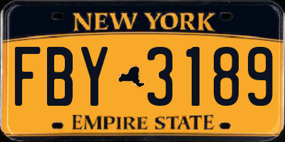 NY license plate FBY3189