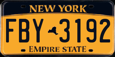 NY license plate FBY3192