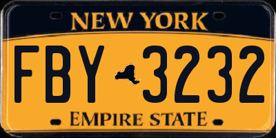 NY license plate FBY3232
