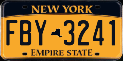 NY license plate FBY3241