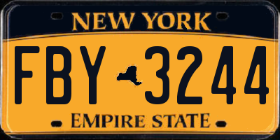 NY license plate FBY3244