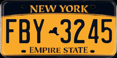 NY license plate FBY3245
