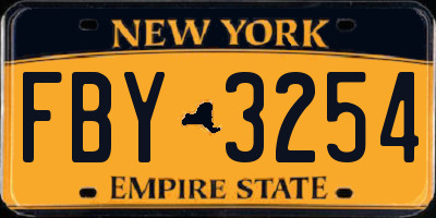 NY license plate FBY3254