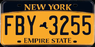 NY license plate FBY3255