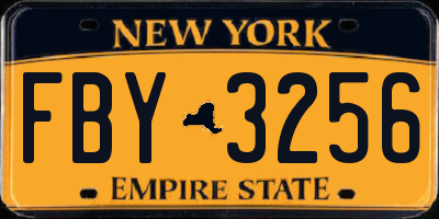 NY license plate FBY3256