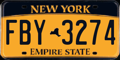 NY license plate FBY3274