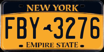 NY license plate FBY3276