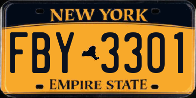 NY license plate FBY3301