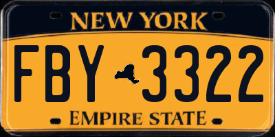 NY license plate FBY3322