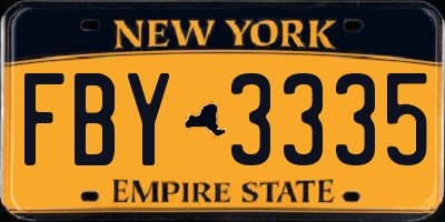 NY license plate FBY3335