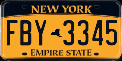 NY license plate FBY3345