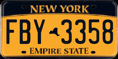 NY license plate FBY3358
