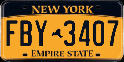 NY license plate FBY3407