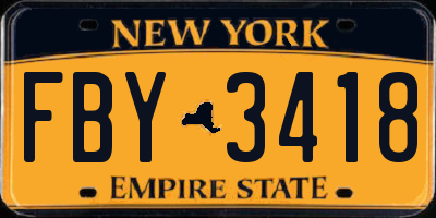 NY license plate FBY3418