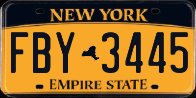 NY license plate FBY3445