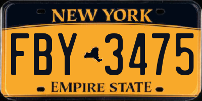 NY license plate FBY3475