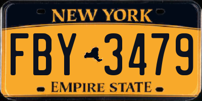 NY license plate FBY3479
