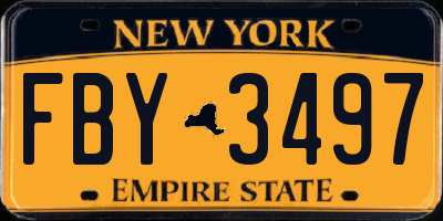 NY license plate FBY3497