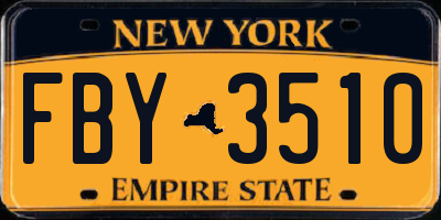 NY license plate FBY3510