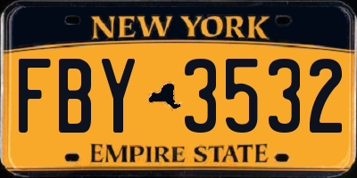 NY license plate FBY3532