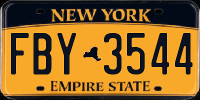 NY license plate FBY3544