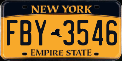 NY license plate FBY3546