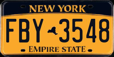 NY license plate FBY3548