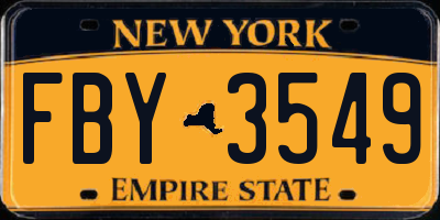 NY license plate FBY3549