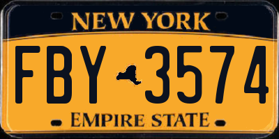NY license plate FBY3574